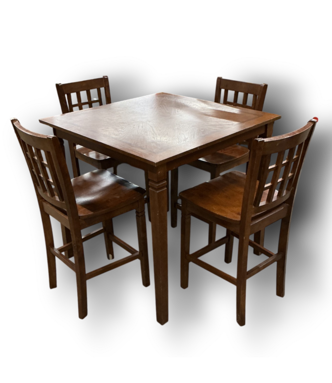 56982 Pecan Bar Height Dining Table & Chairs 5-pc Set