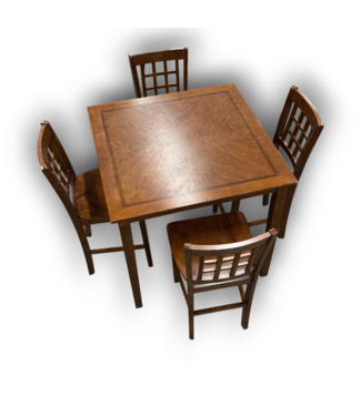 Bud's Warehouse 56982 Pecan Bar Height Dining Table & Chairs 5-pc Set