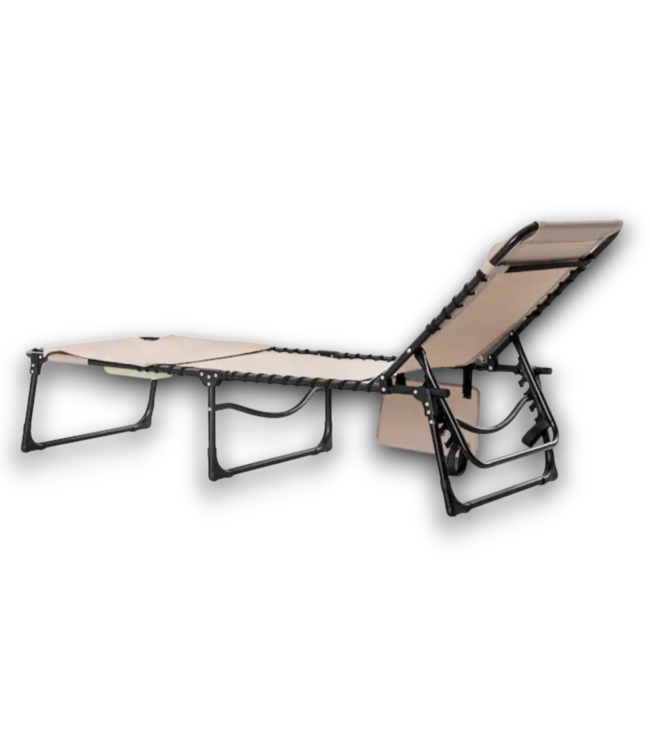 57013 Outdoor Black And Brown Lounge Chair Stationary Chaise Lounge