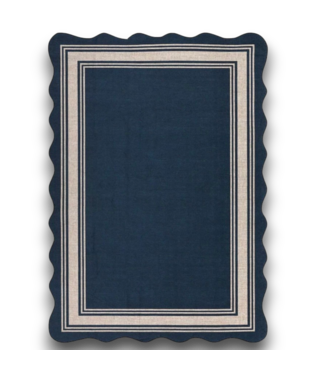 Bud's Warehouse 57016 Jute Indoor/outdoor Scalloped Non Slip Black And Brown Area Rug