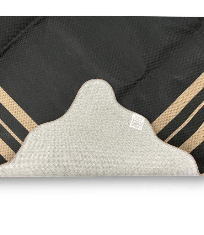 57016 Jute Indoor/outdoor Scalloped Non Slip Black And Brown Area Rug