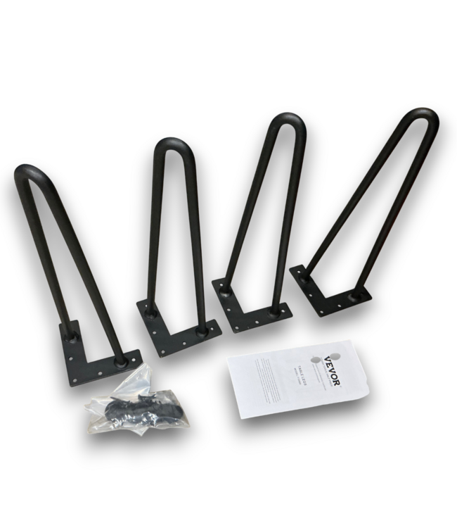57030 Black Hairpin Carbon Steel Table Leg 4 Pack
