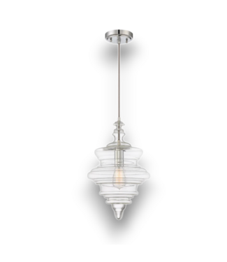 Bud's Warehouse 57077 1 Light Chrome Clear Glass Hanging Pendant Light