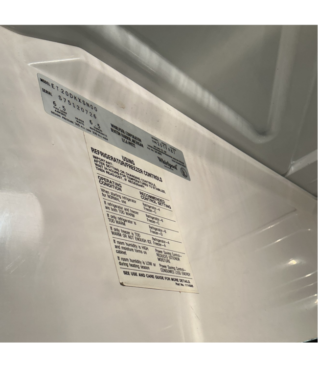 57069 Off-white Top Freezer Refrigerator 20 Cu. Ft.