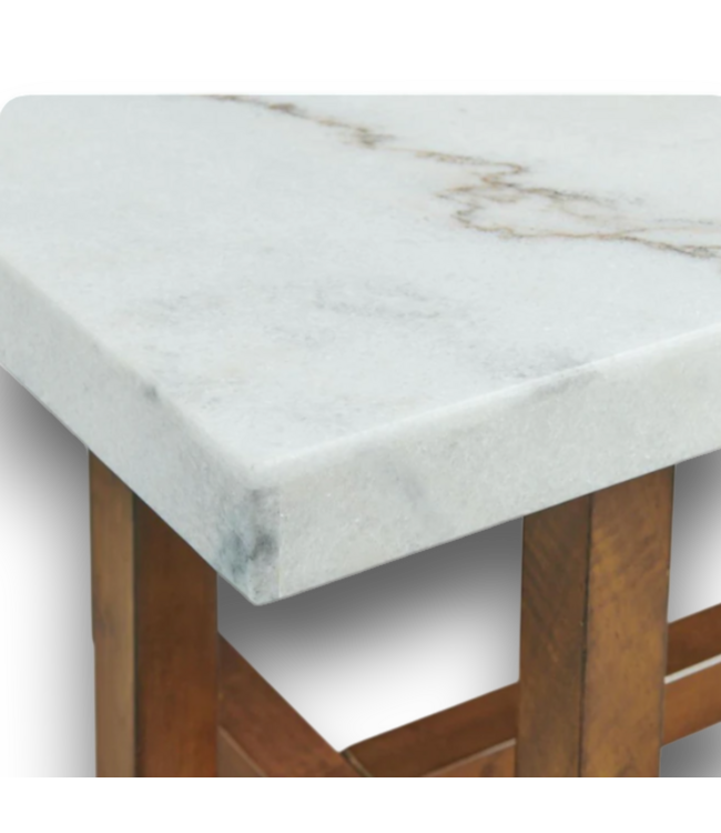 57112 22 X 24 In. White Granite Marble End Table