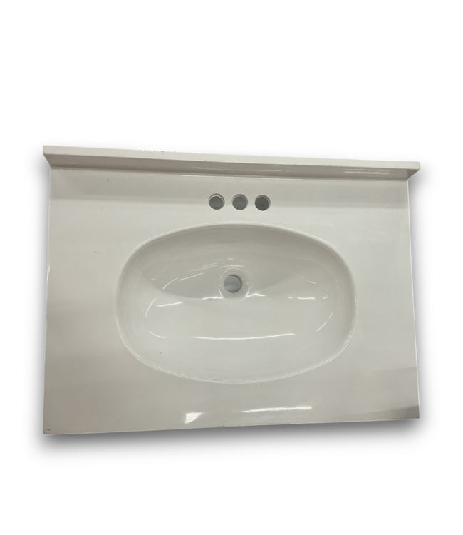 57114 31” White Bathroom Sink 3 Hole For Vanity