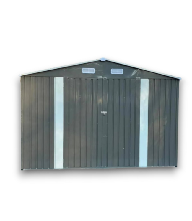 57121 Gray Outdoor Metal Storage Shed 10' X 14'