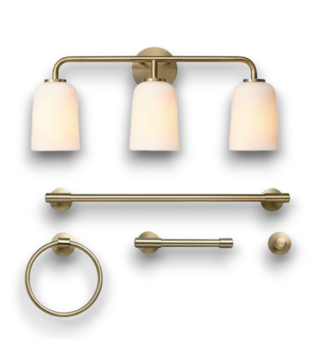 57124 24” 3 Light Vanity And Bath Hardware Set Kit