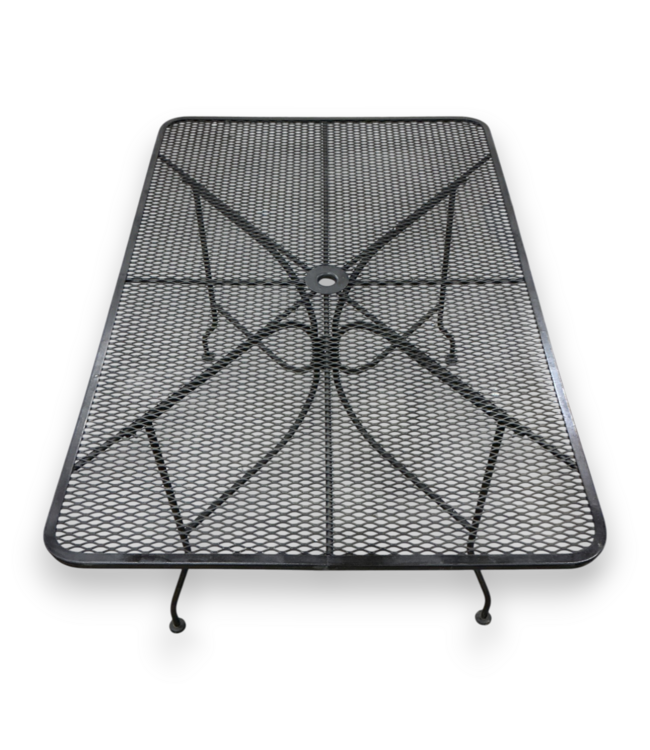 57135 Steel Black Rectangle Outdoor Dining Table W/umbrella Hole