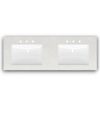 Bud's Warehouse 57137 Cultured Marble Double Sink Top 61"