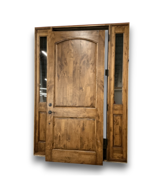 57130 42 X 96 Brown Wood 2 Panel Door And Frame