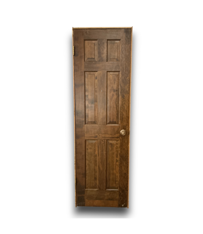 57139 24x80 Dark Brown Wood 6 Panel Prehung Door