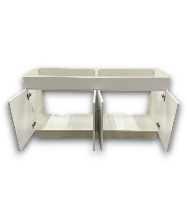 57157 White Double Bathroom Vanity Base 60"
