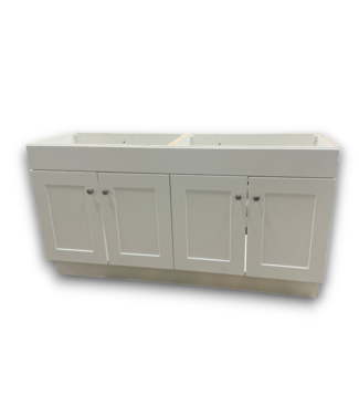 Bud's Warehouse 57157 White Double Bathroom Vanity Base 60"