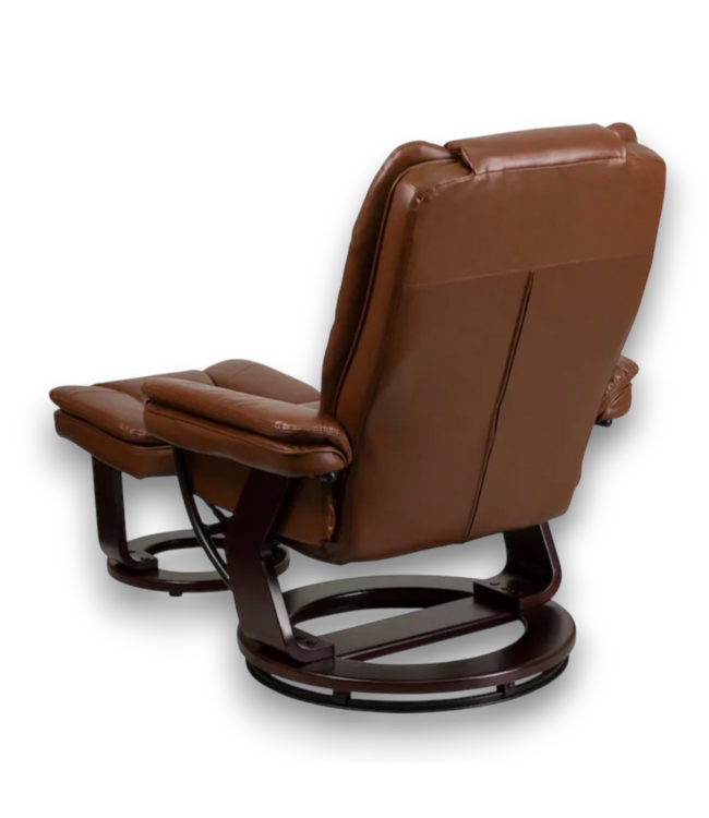 57164 Multi-position Recliner/ottoman With Swivel Base In Vintage Leatehrsoft