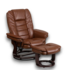 57164 Multi-position Recliner/ottoman With Swivel Base In Vintage Leatehrsoft