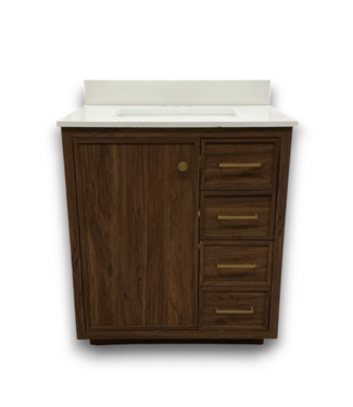 Bud's Warehouse 57166 Warm Walnut Bathroom Vanity W/top 30"