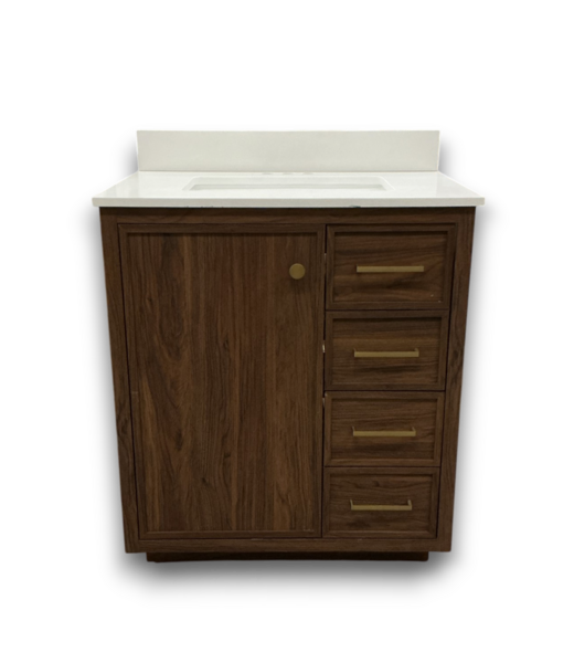Bud's Warehouse 57166 Warm Walnut Bathroom Vanity W/top 30"