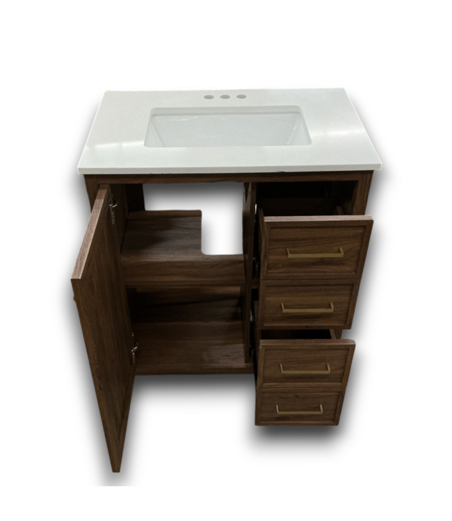 57166 Warm Walnut Bathroom Vanity W/top 30"