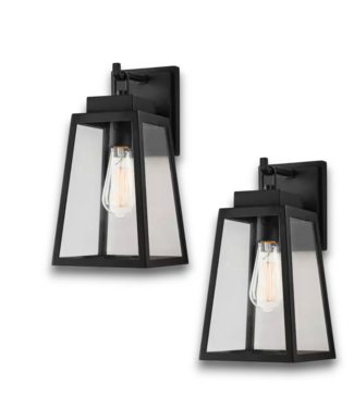 Bud's Warehouse 57177 Black Tapered Outdoor Wall Lights 2-pack