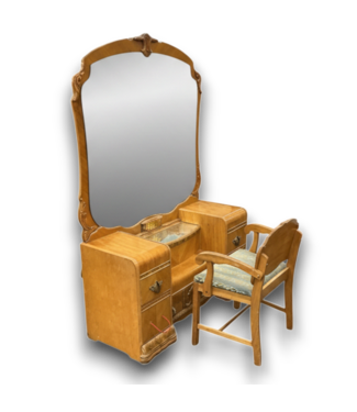 Bud's Warehouse 57188 Vintage Honey Vanity & Chair