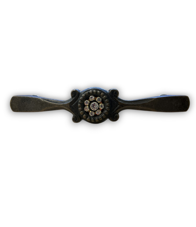 57201 Antique Bronze Rhinestone Floral Metal Pull 2-pk