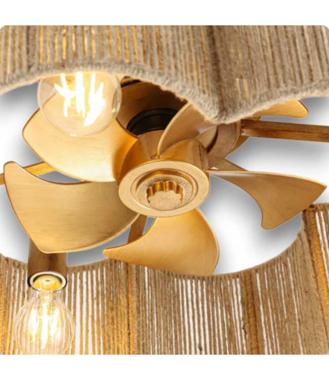 57209 Decoart Antique Gold Fandelier 3 Light With Remote