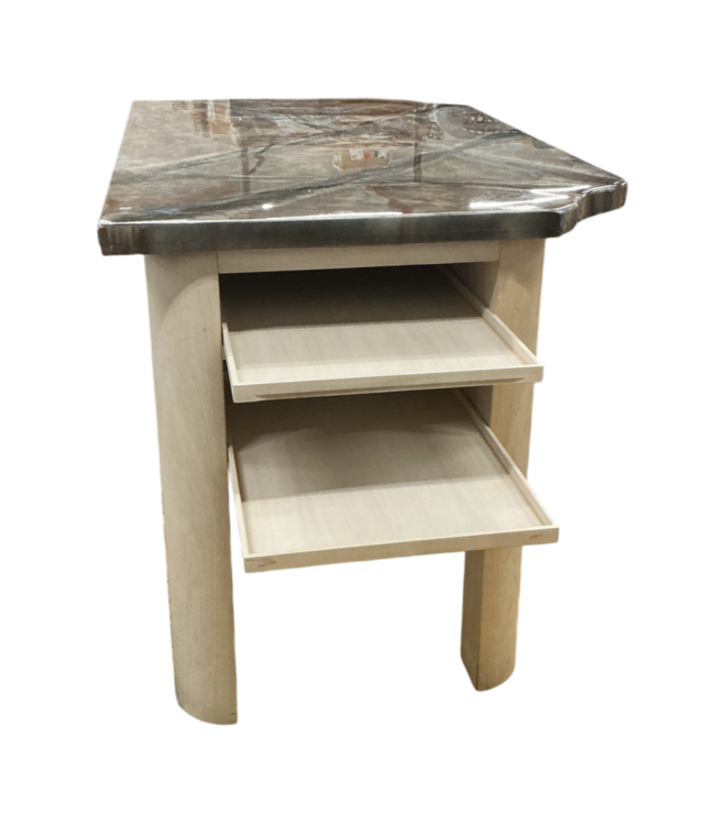 57214 Birch Table With Rust & River Resin Top