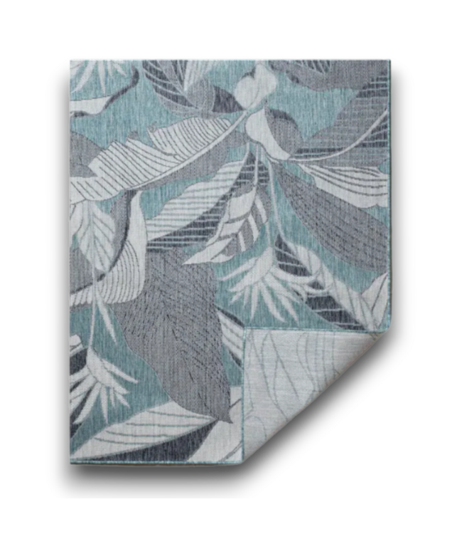 57219 5 X 7 Blue Botanical Tropical Area Rug