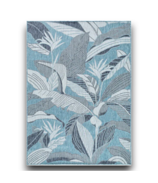 Bud's Warehouse 57219 5 X 7 Blue Botanical Tropical Area Rug