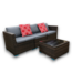 57223 4 Pc Sofa And Table Wicker Patio Furniture Set Brown And Gray