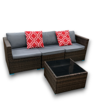 Bud's Warehouse 57223 5 Pc Dossena Wicker Modular Patio Conversation Set With Cushions