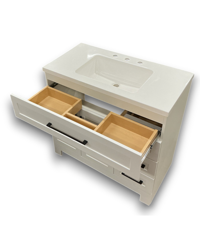 57265 White Bathroom Vanity W/top 36"