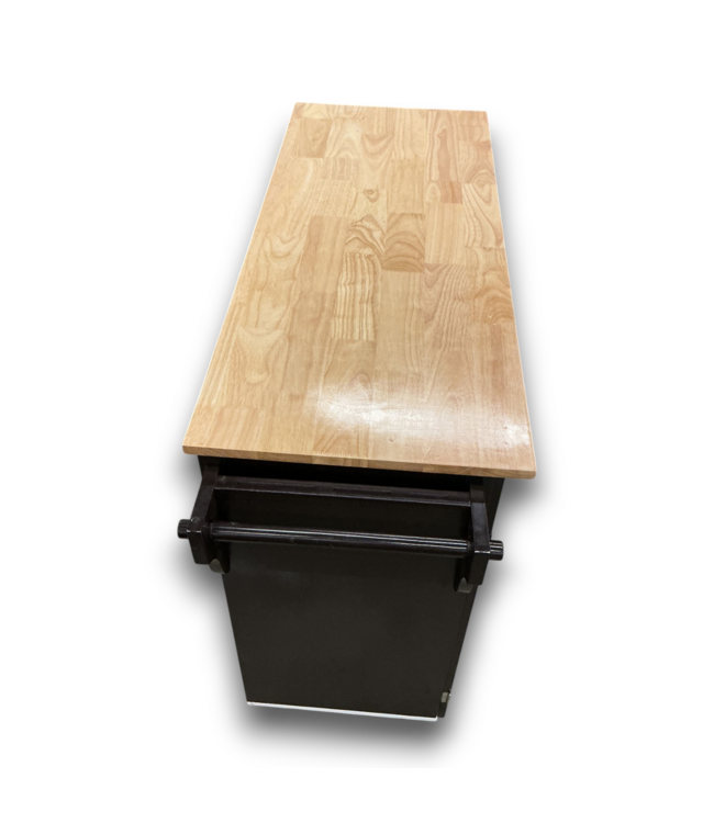 57328 Addie Espresso Kitchen Cart With Wood Top