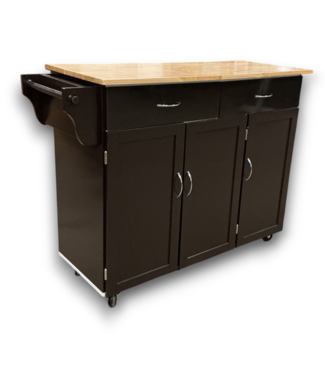 Bud's Warehouse 57328 Addie Espresso Kitchen Cart With Wood Top