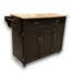 57328 Addie Espresso Kitchen Cart With Wood Top
