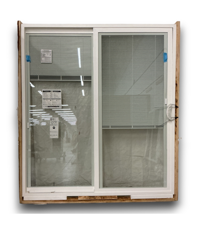 57353 White Vinyl Sliding Patio Door With Blinds Between The Glass