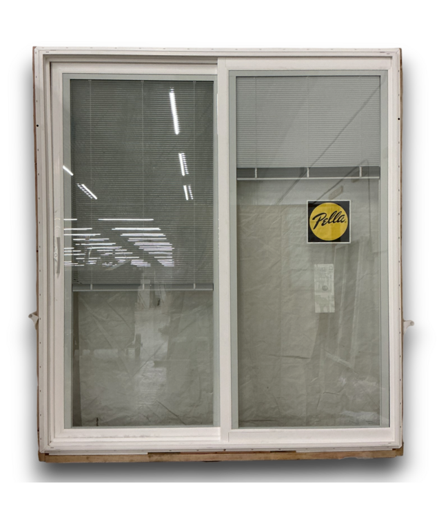 57353 White Vinyl Sliding Patio Door With Blinds Between The Glass