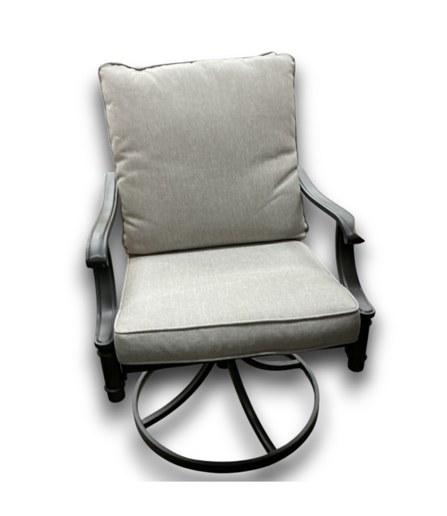57367 2 Piece Grey Steel Swivel Chairs With Cushions