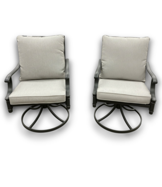 Bud's Warehouse 57367 2 Piece Grey Steel Swivel Chairs With Cushions
