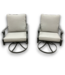 57367 2 Piece Grey Steel Swivel Chairs With Cushions