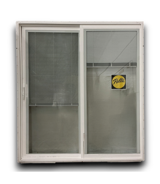 Bud's Warehouse 57353 White Vinyl Sliding Patio Door With Blinds Between The Glass