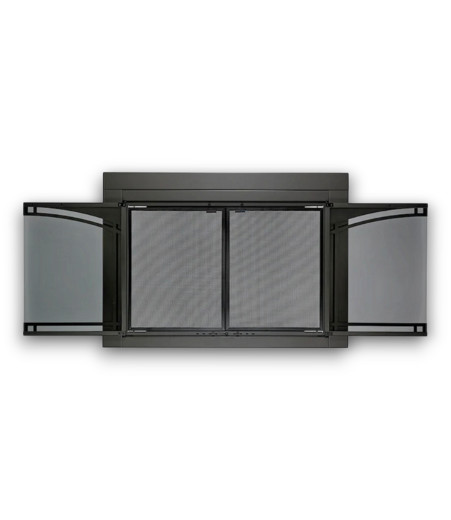 57382 Monroe Gunmetal Gray Glass Fireplace Doors