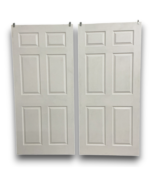 57381 36 X 80 White 6-panel Closer Sliding Door Pair