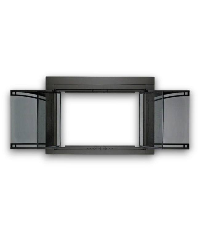 57382 Monroe Gunmetal Gray Glass Fireplace Doors