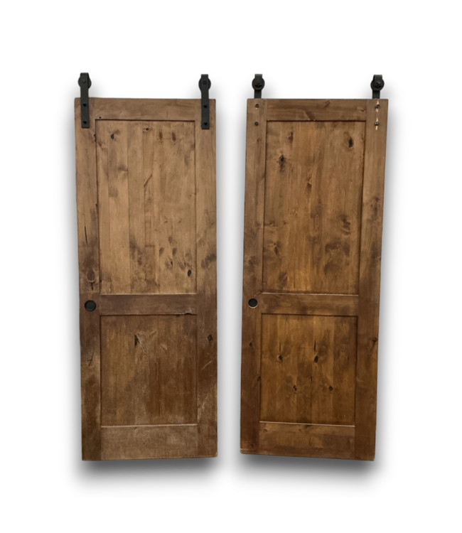 57383 60 X 80 Brown 2 Panel Sliding Barn Doors