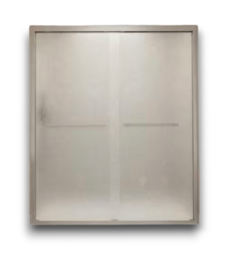 Bud's Warehouse 57412 Bypass Double Sliding Brushed Nickel Framed Shower Door With Privacy Glass