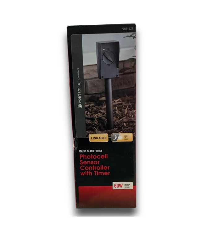 57428 Matte Black Finish Photocell Sensor Controller With Timer 60w Maximum Fixture Wattage