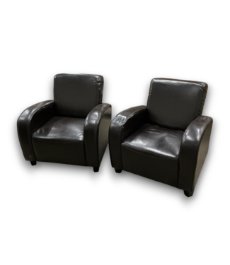 Bud's Warehouse 57430 Dark Brown Leather Club Chairs Set Of 2