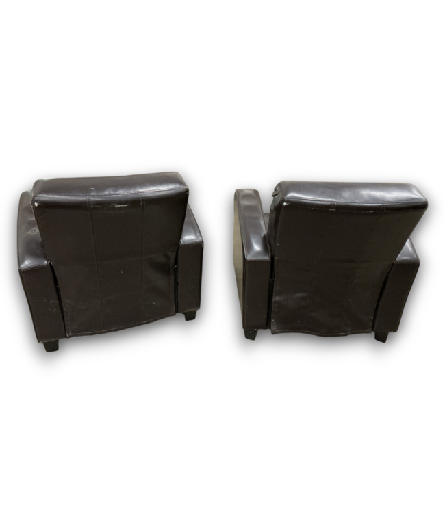 57430 Dark Brown Leather Club Chairs Set Of 2